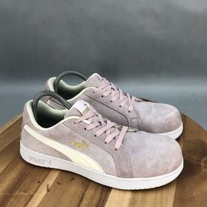 Puma Iconic Composite Toe Work Shoes Womens 8.5 Pink Lace up Low Top